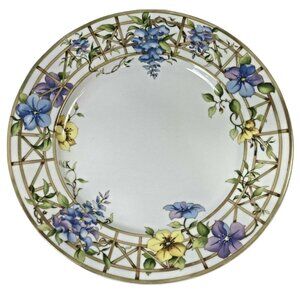 Christopher Stuart French Trellis Chop Plate Round Platter Dish White Floral 12"
